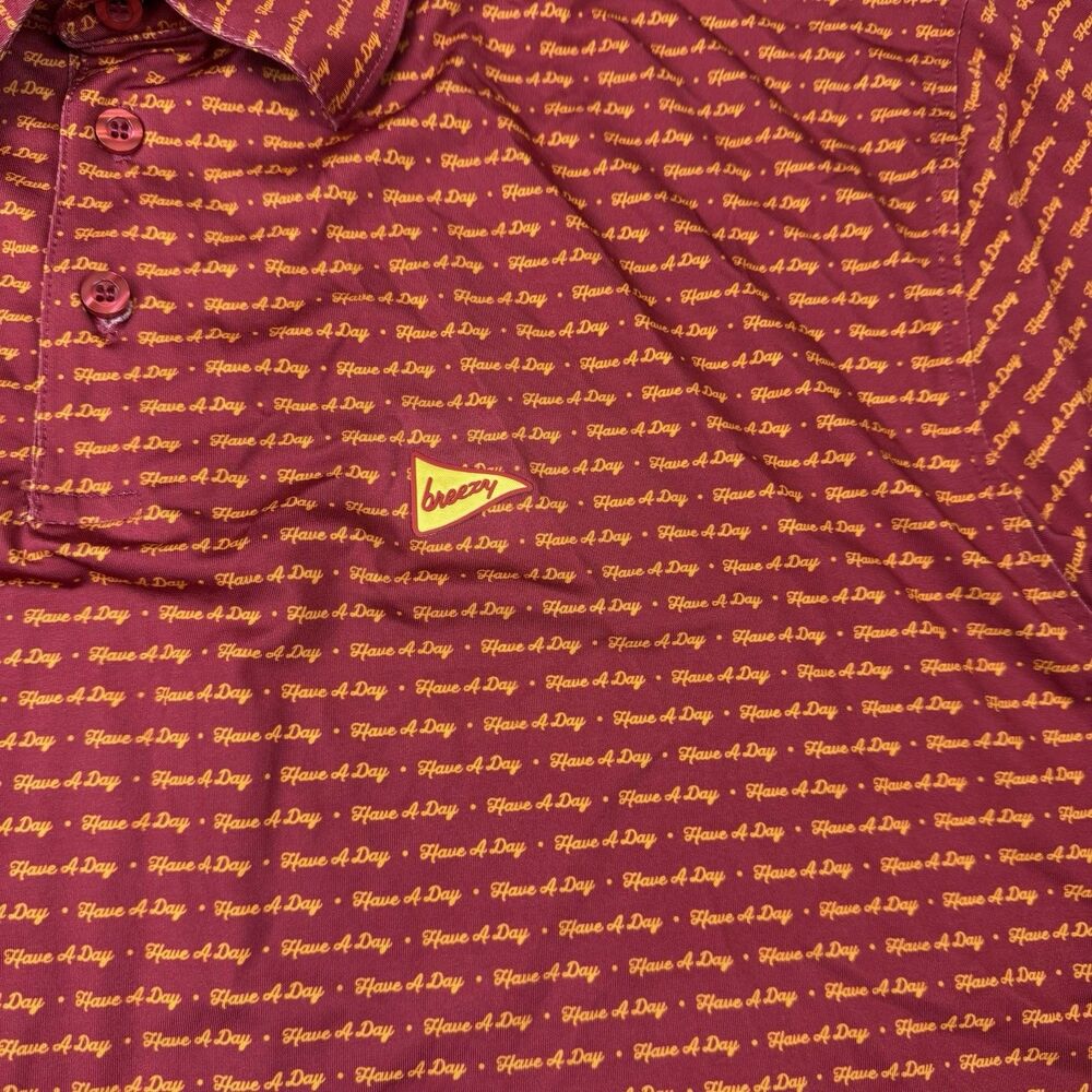 Breezy Golf Polo Have A Day Red Yellow Size Large - Picture 4 of 8